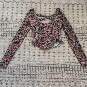 FP Movement by Free People Floral Long Sleeve Top - Red and Blue
